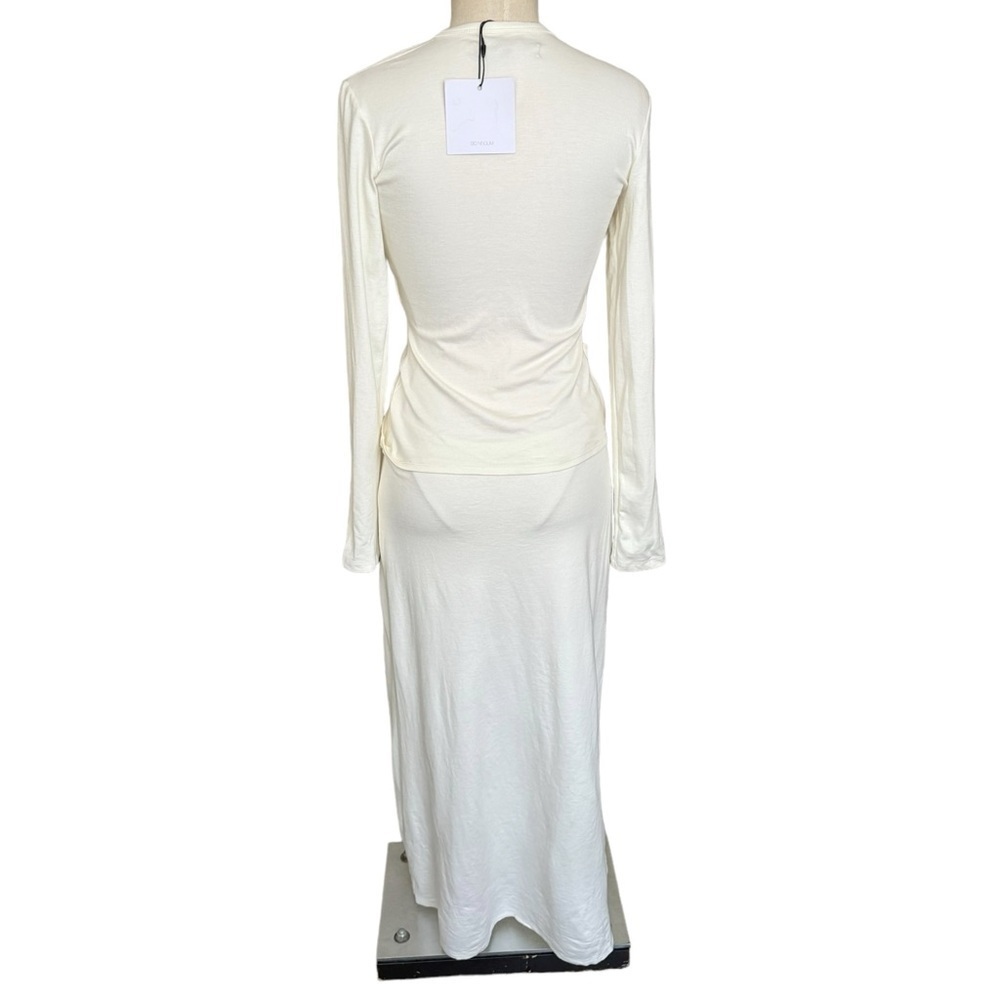 Nwt Sid Neigum Italian Knit Tension Cut Out Midi Dress In Cream Medium — image 7 of 8